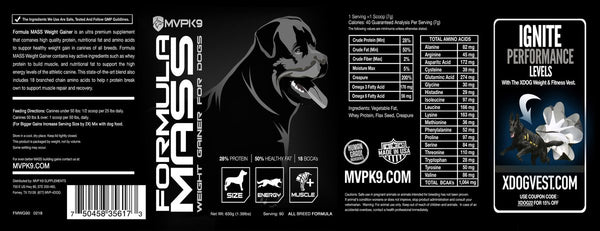 Formula mass weight shop gainer for dogs