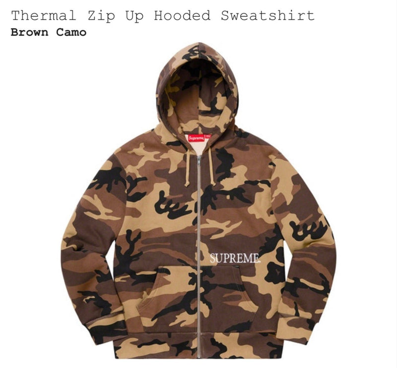 Thermal Zip Up Hooded Sweatshirt (Brown Camo)