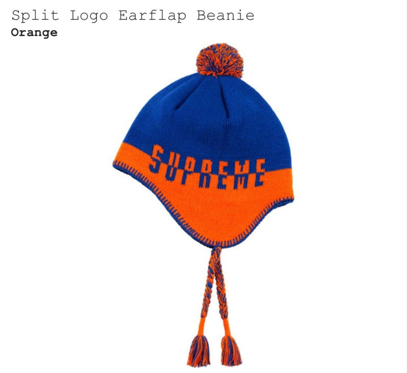 Split Logo Earflap Beanie (Orange)